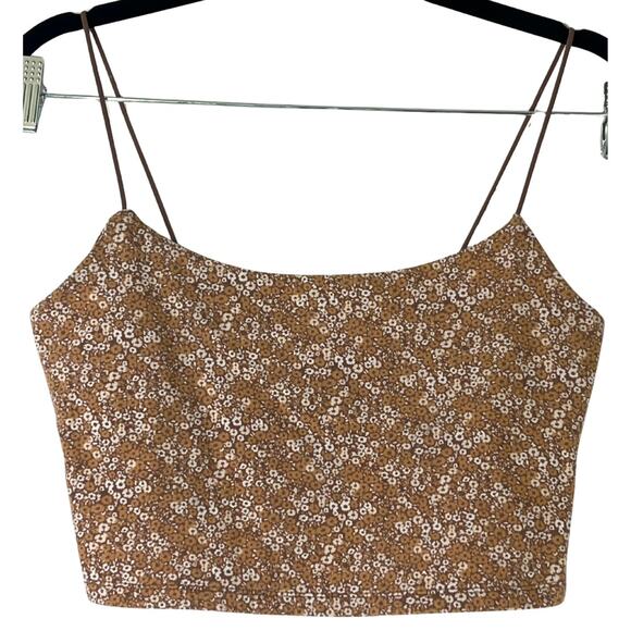 Aeropostale Seriously Soft Tan Floral Bungee Cami Reg Size Large - Picture 1 of 5